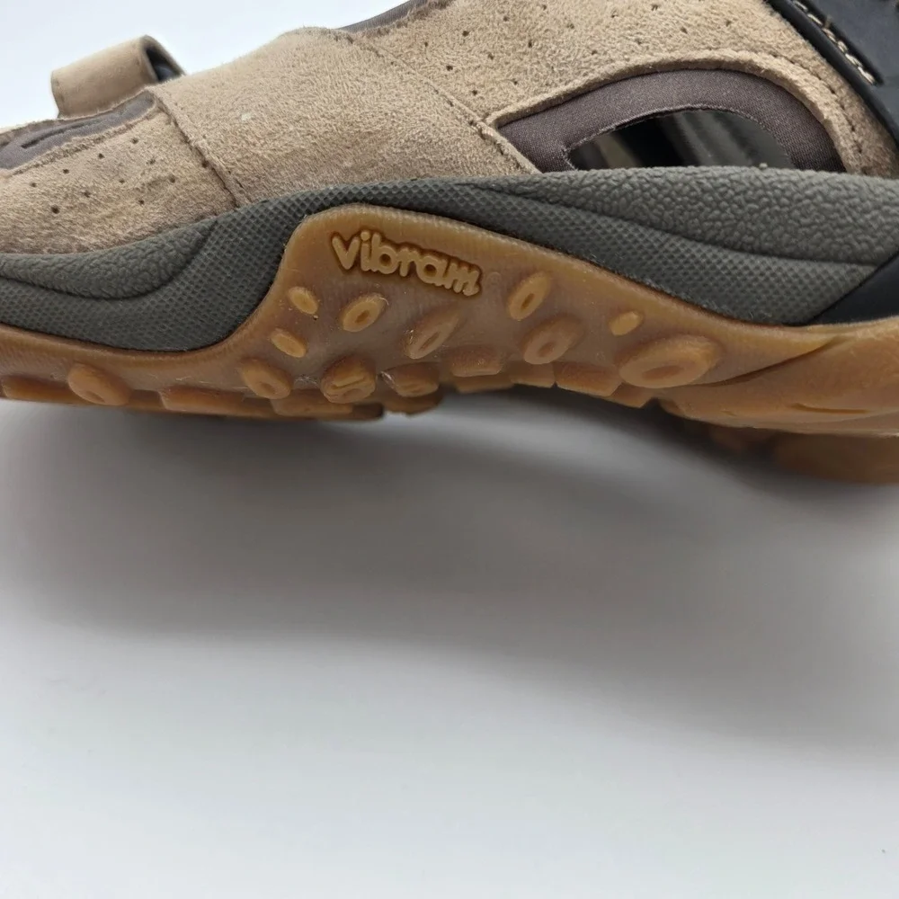 Merrell Kahuna 4 Hiking Sandals Mens 12 Tan Suede Vibram Sole Sport Trail